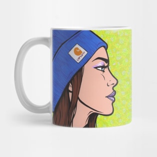 Blue Knit Comic Girl Mug